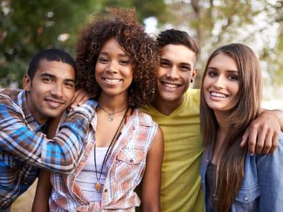 Close group of friends together