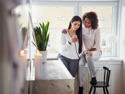 Two women sharing a quiet moment together